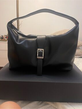 LA VOÛTE by Adrienne Houghton Black Shoulder Hobo Bag with Silver Buckle